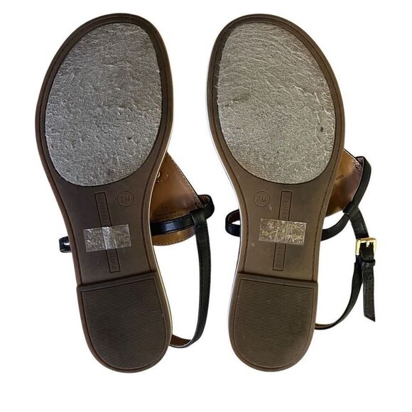 Tommy Hilfiger Garin Black Tan T-Strap Sandals - Picture 7 of 8